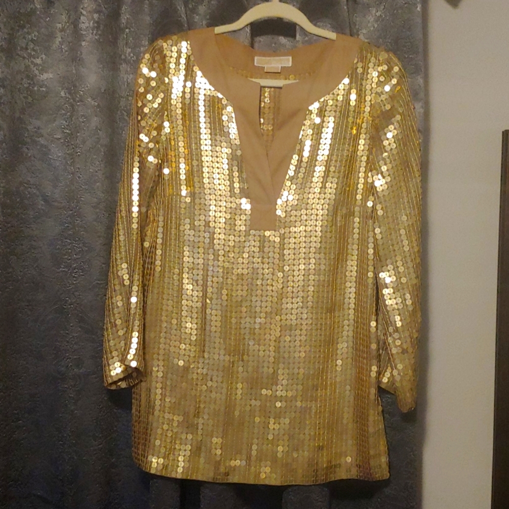 Michael Kors! Gold sequined tunic, size S/P